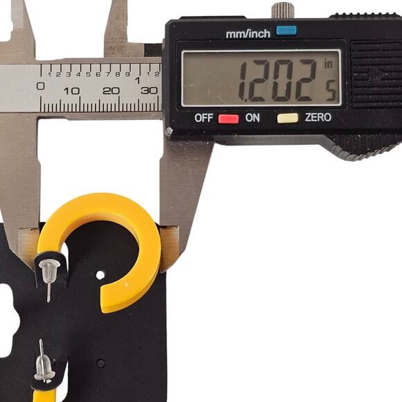 Yellow Hoop Earrings 1.2" Retro 1980s Neon Chunky Pierced Acrylic Gift Bag Y2K - Picture 2 of 6